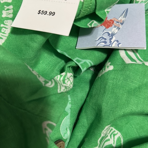 Women’s linen woven sleep set festive vacay conversational NWT - Picture 5 of 5